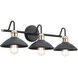 Clyde 3 Light 26 inch Black Wall Mt Bath 3 Arm Wall Light