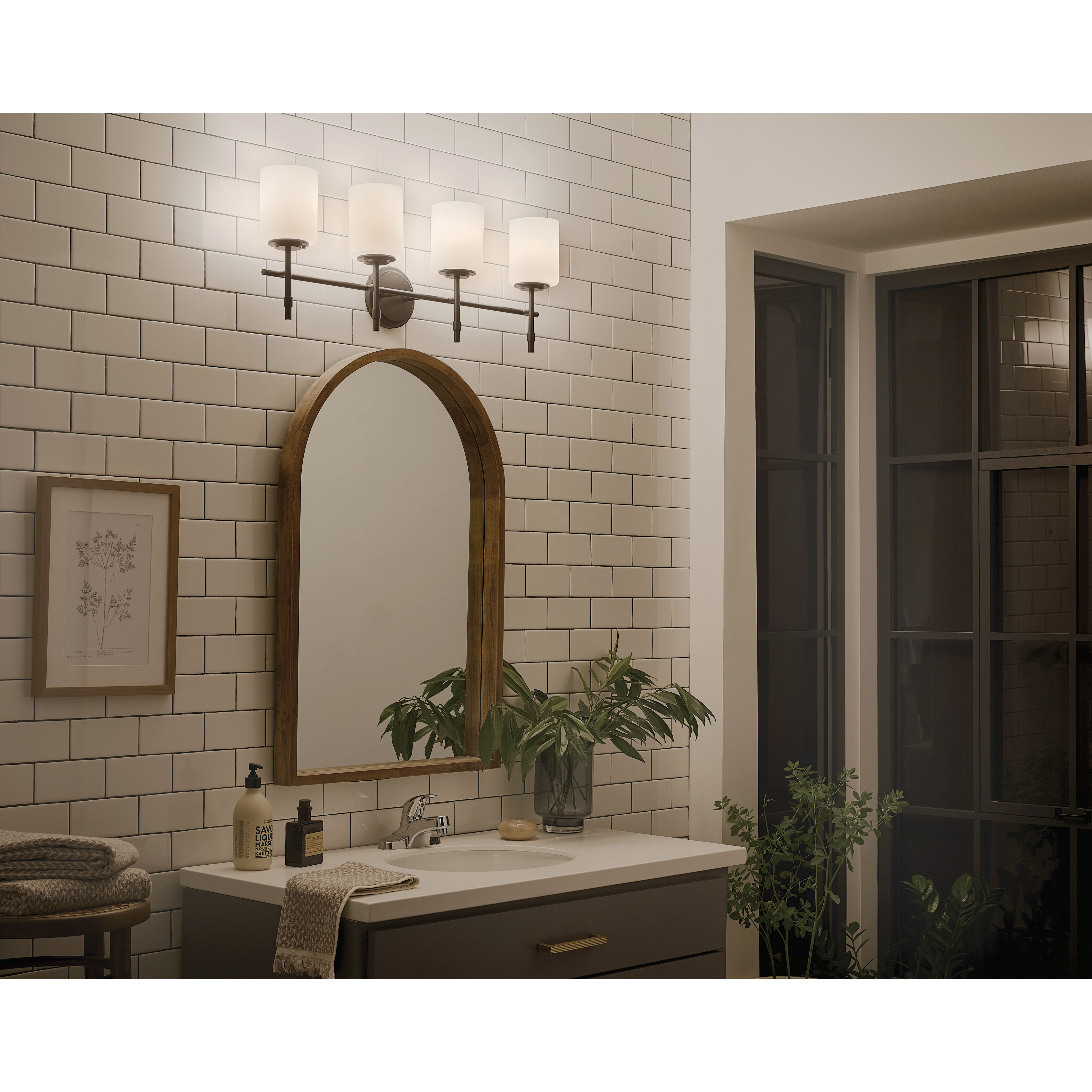 Ali 4 Light 32.5 inch Black Bath Vanity Light Wall Light