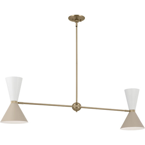 Phix LED 48 inch Champagne Bronze with Greige and White Linear Chandelier Ceiling Light