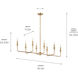 Alvaro 8 Light 11.5 inch Champagne Bronze Chandelier Linear Ceiling Light, Double