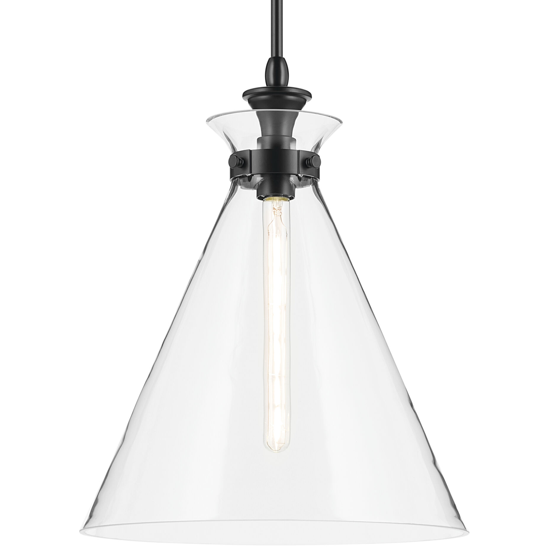 Laria 1 Light Black Pendant Ceiling Light in Clear