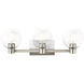 Harmony 3 Light 25 inch Brushed Nickel Wall Mt Bath 3 Arm Wall Light