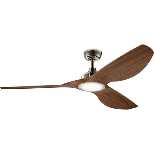 Imari 65 inch Polished Nickel with Walnut Blades Ceiling Fan