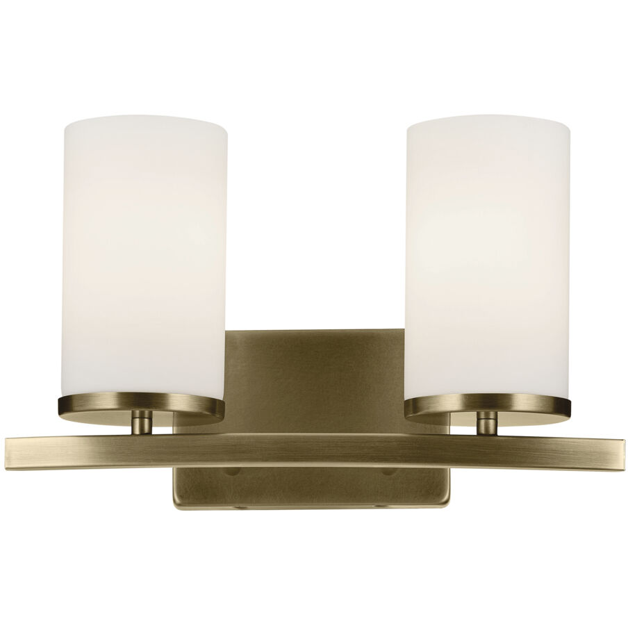 Crosby 2 Light 15.25 inch Natural Brass Bath Light Wall Light