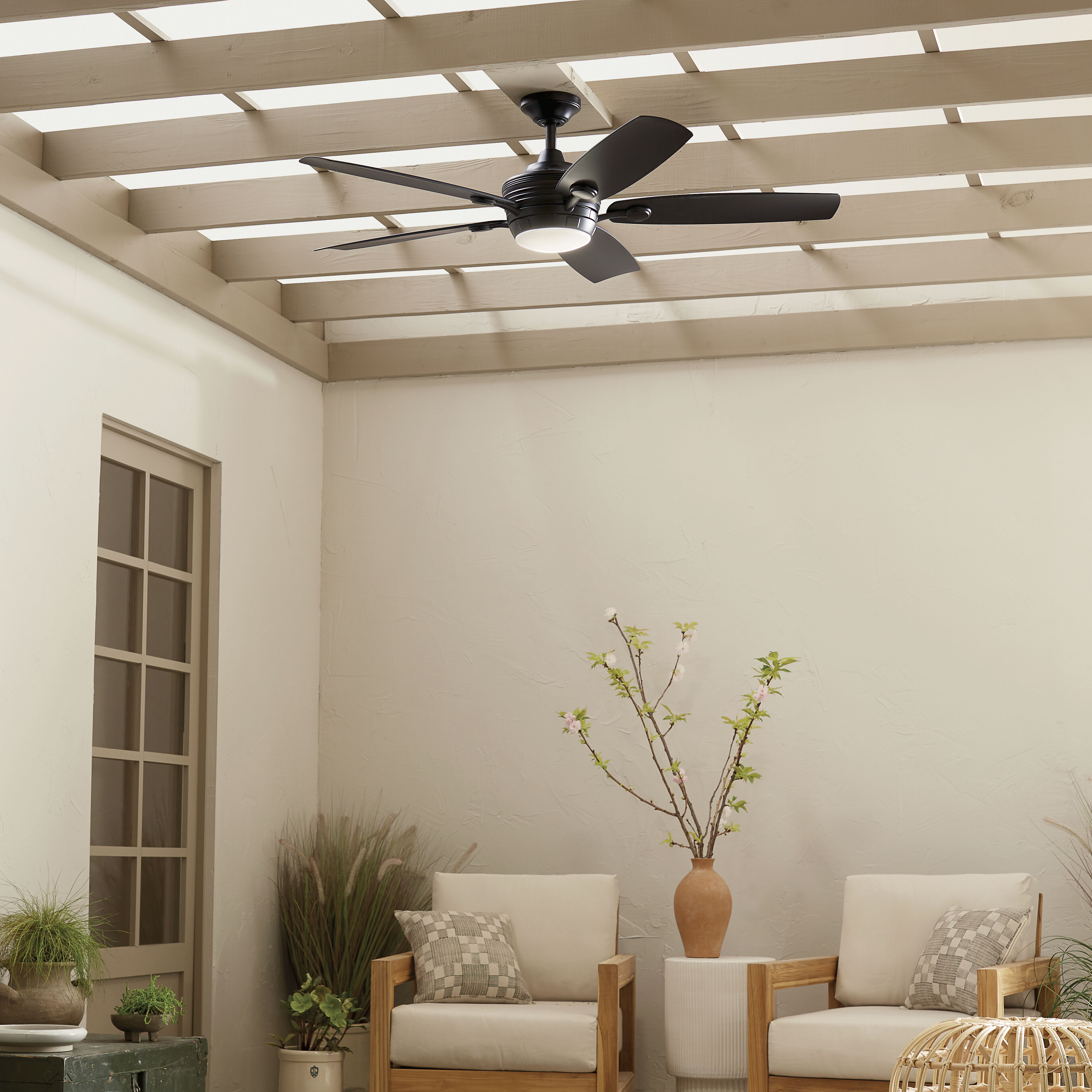 Tranquil 56 inch Satin Black with Black Blades Ceiling Fan
