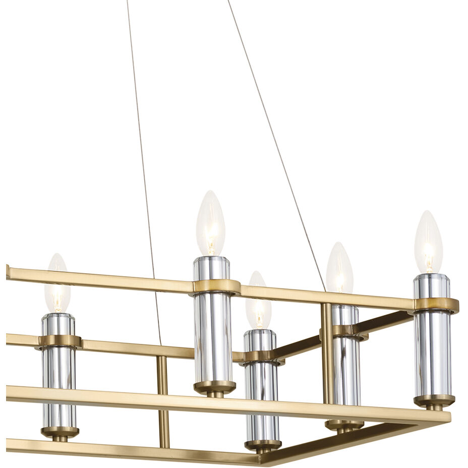 Rosalind 12 Light 17 inch Brushed Natural Brass Chandelier Linear Ceiling Light