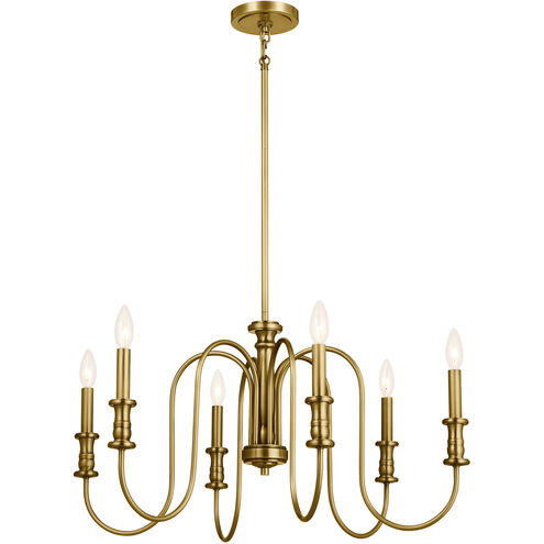 Homestead Karthe 6 Light 29 inch Natural Brass Chandelier Ceiling Light, Karthe