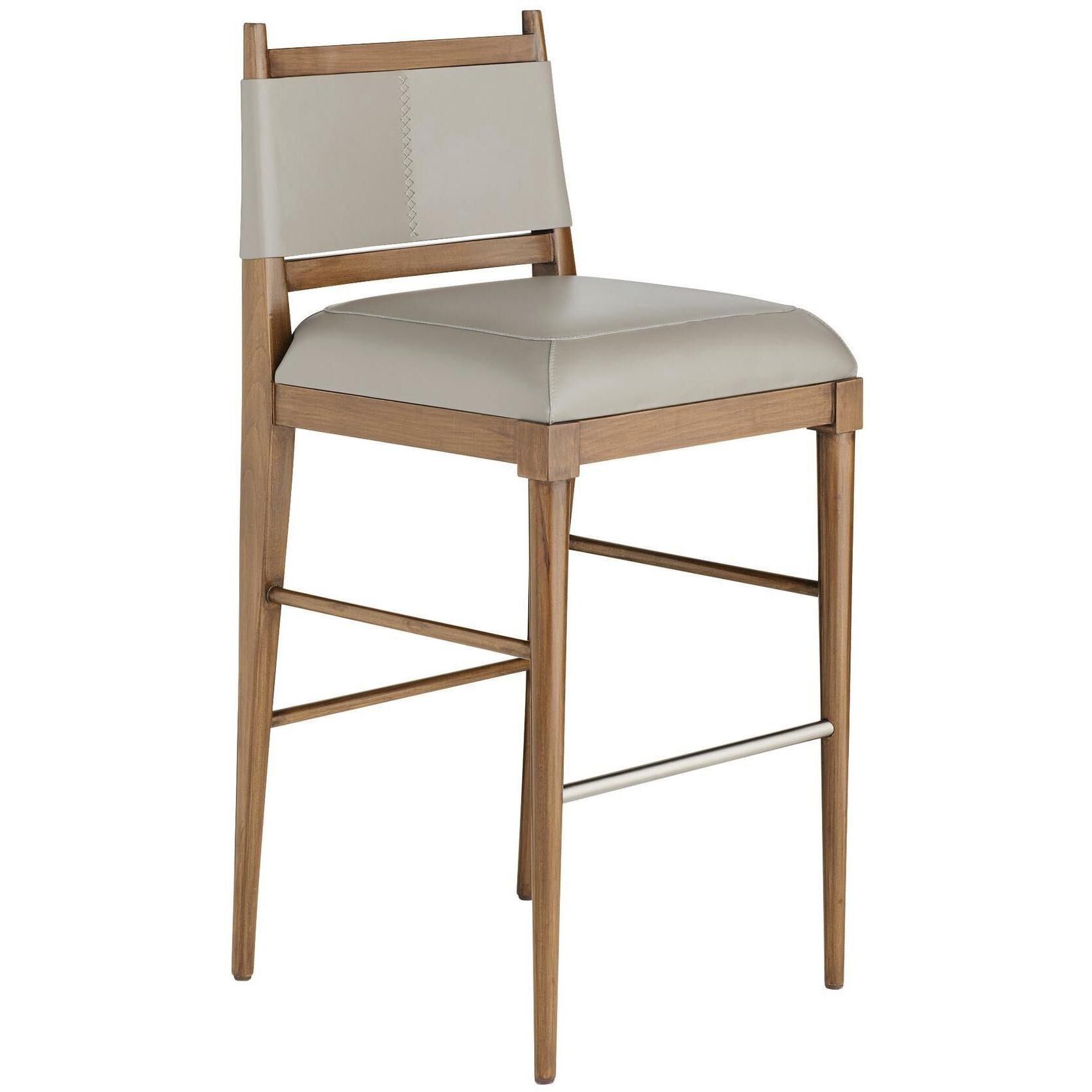 Keegan 41 inch Morel and Walnut with Brushed Stainless Steel Bar Stool