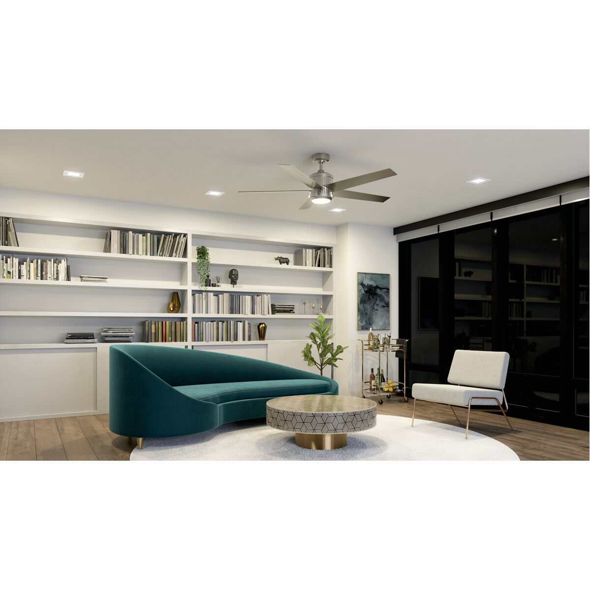 Brahm 56 inch Brushed Stainless Steel with Silver Blades Ceiling Fan