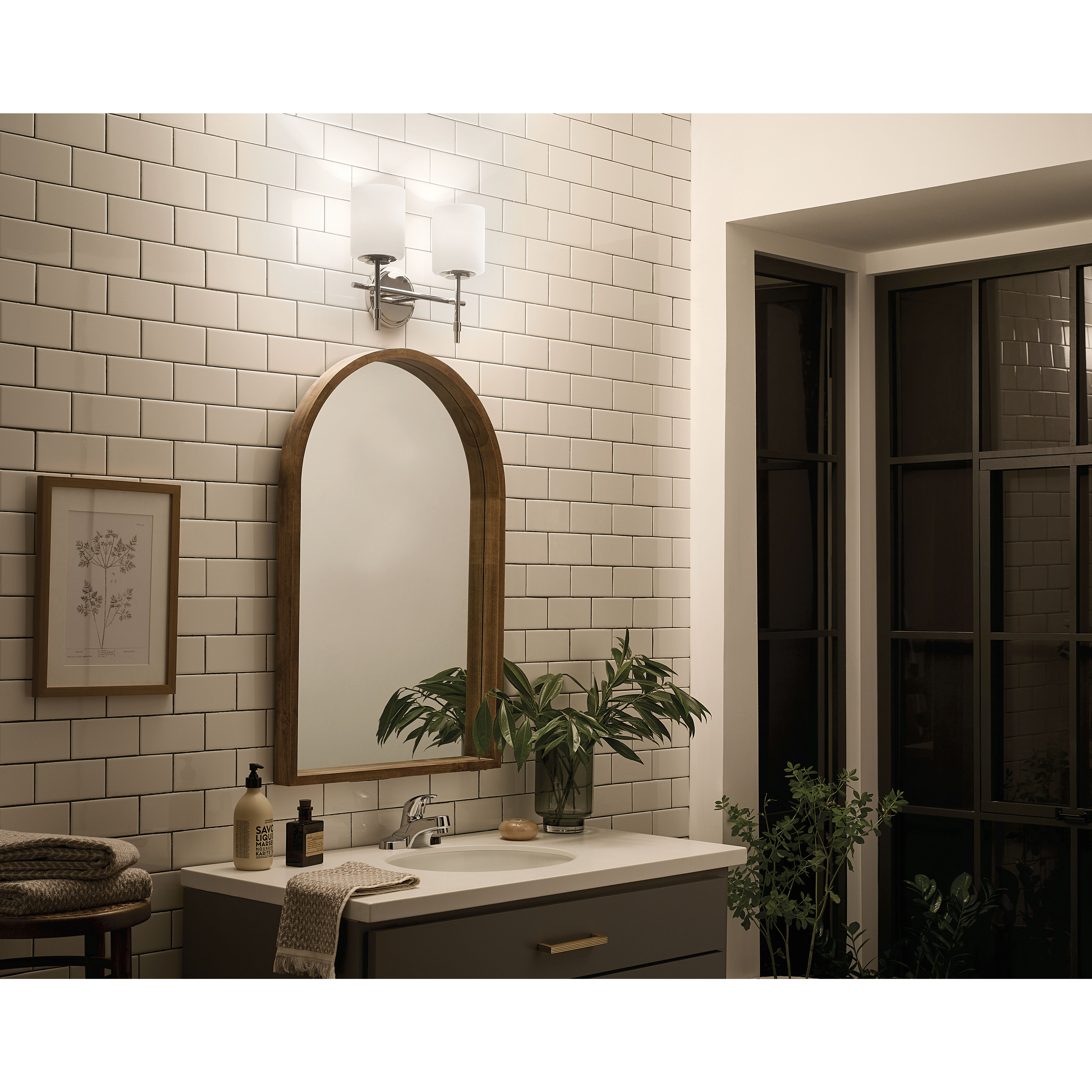 Ali 2 Light 14 inch Polished Nickel Bath Vanity Light Wall Light