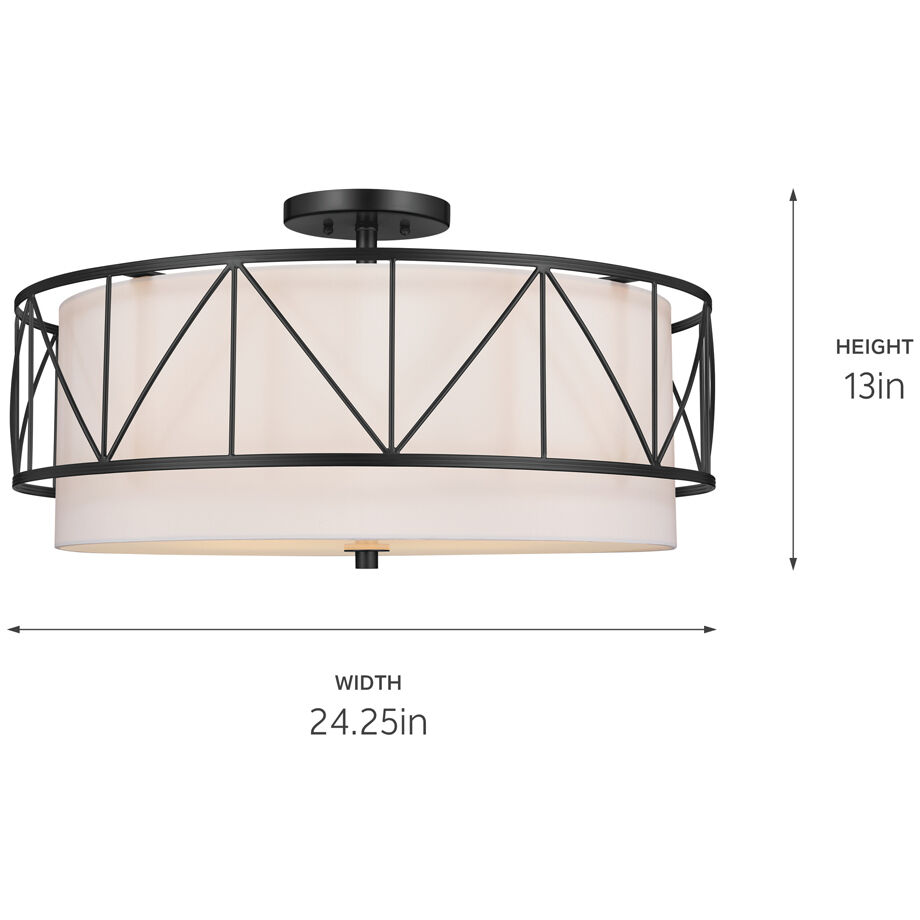 Birkleigh 4 Light 24 inch Black Flush Mount Ceiling Light