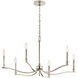 Malene 6 Light Polished Nickel Chandelier Ceiling Light, 1 Tier Small