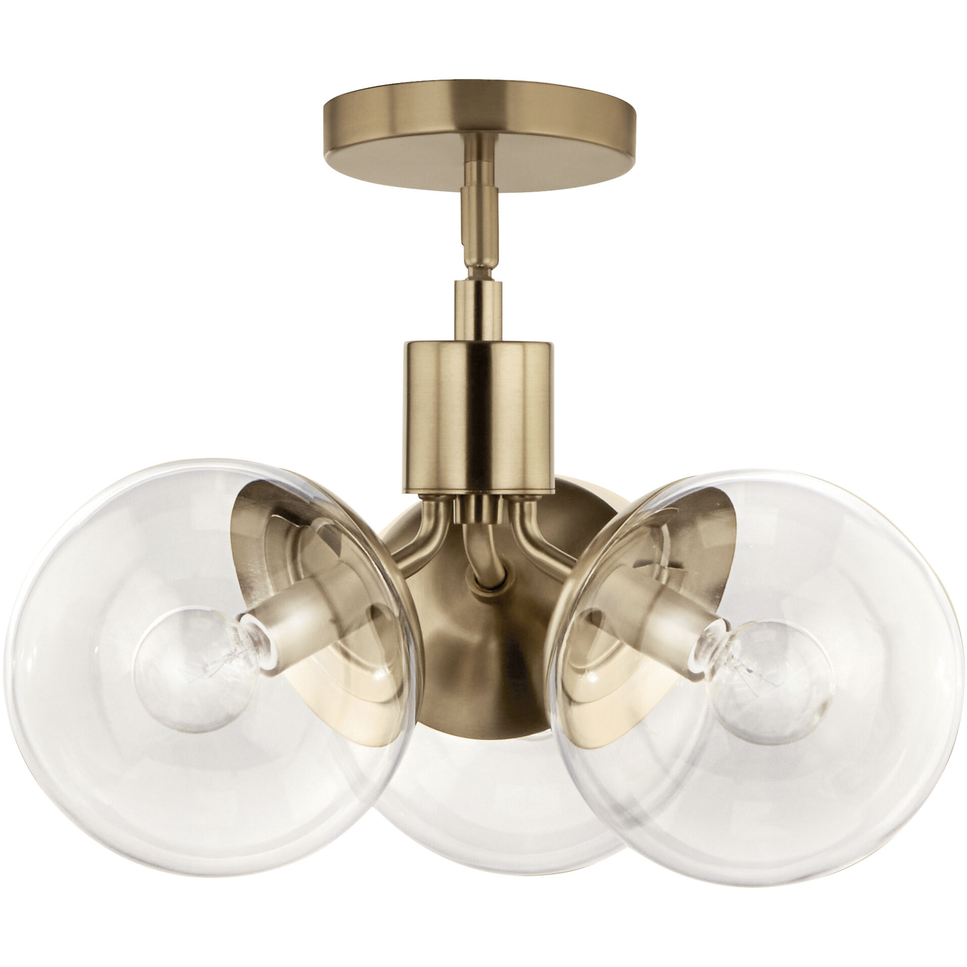 Silvarious 3 Light Champagne Bronze Chandelier/Semi Flush Ceiling Light in Clear