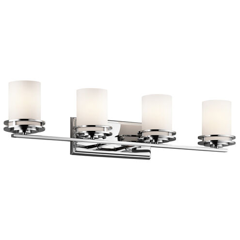 Hendrik 4 Light 34 inch Chrome Wall Mt Bath 4 Arm Wall Light in Satin Etched Cased Opal