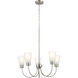 Erma 5 Light Brushed Nickel Chandelier Ceiling Light, Medium, 1 Tier