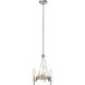 Telan 3 Light 15 inch White Washed Wood Mini Chandelier Ceiling Light
