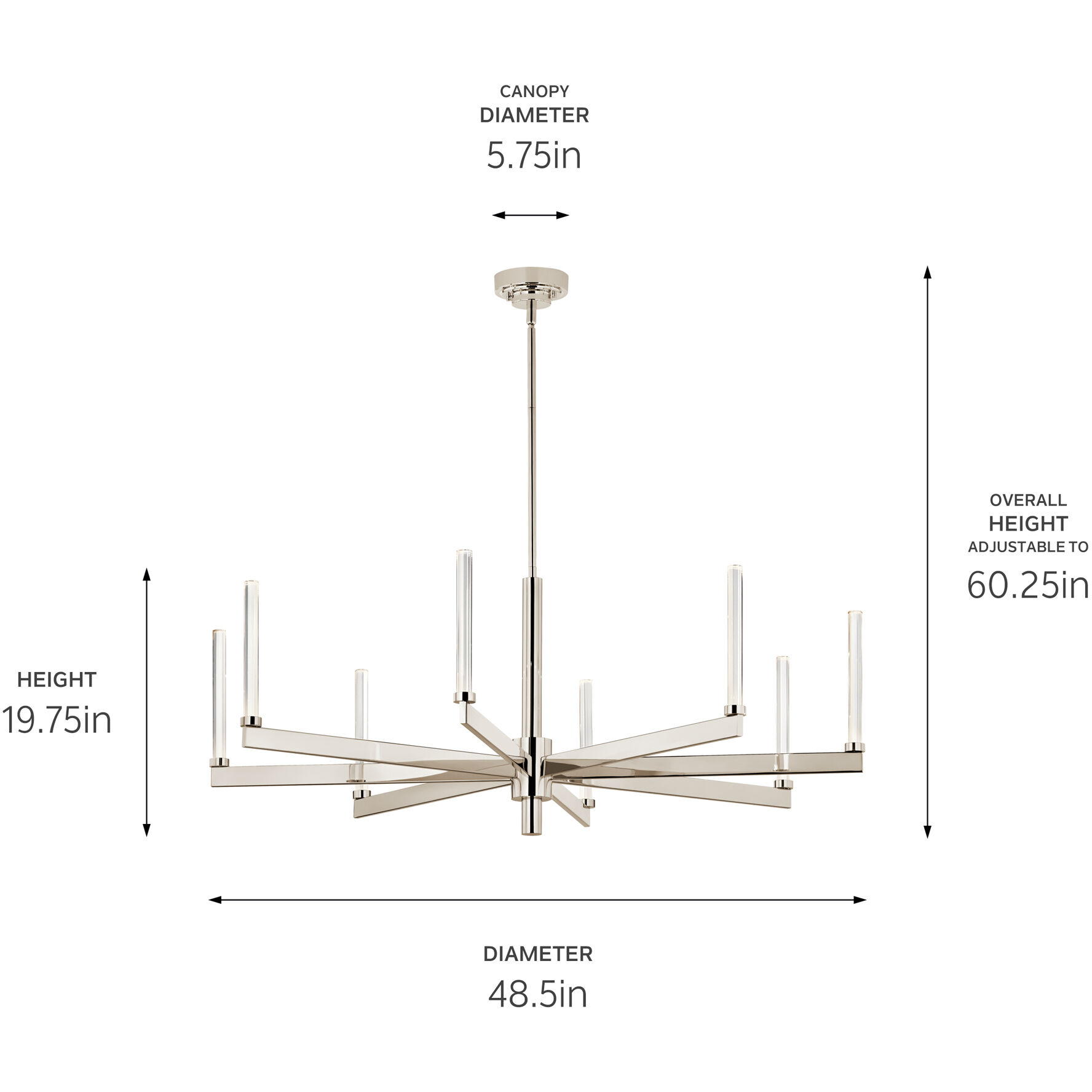 Sycara LED Polished Nickel Chandelier Ceiling Light, 1 Tier Large
