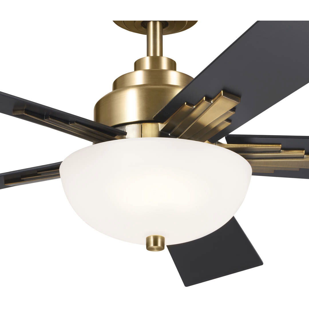 Vinea 52 inch Brushed Natural Brass with Black Blades Ceiling Fan