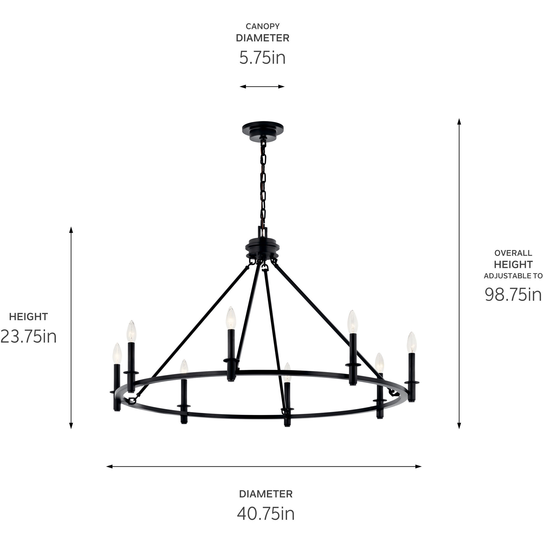Carrick 8 Light Black Chandelier Ceiling Light, 1 Tier Medium
