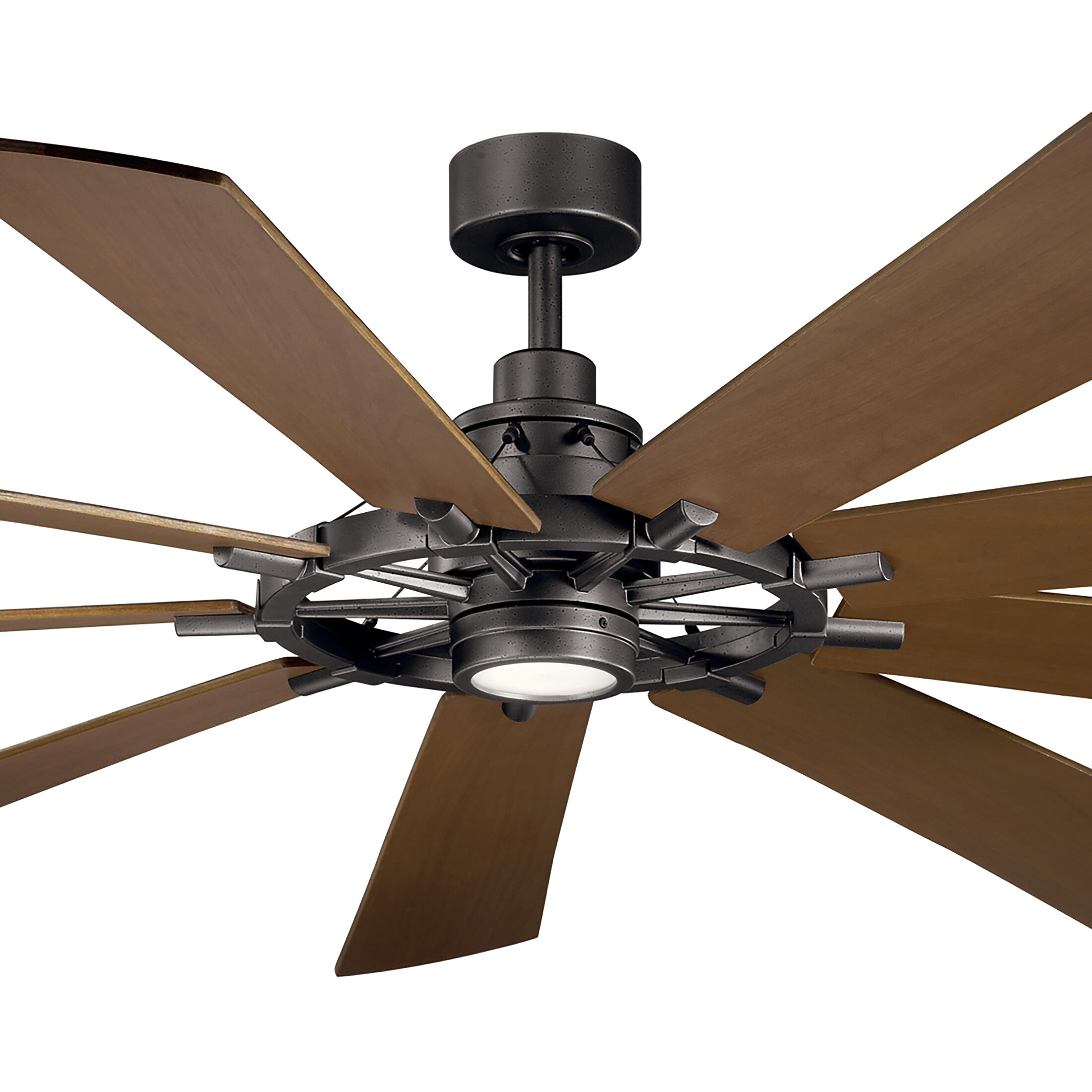 Gentry Xl 85 inch Anvil Iron with Dist Antiq Gray Blades Ceiling Fan in Etched Cased Opal