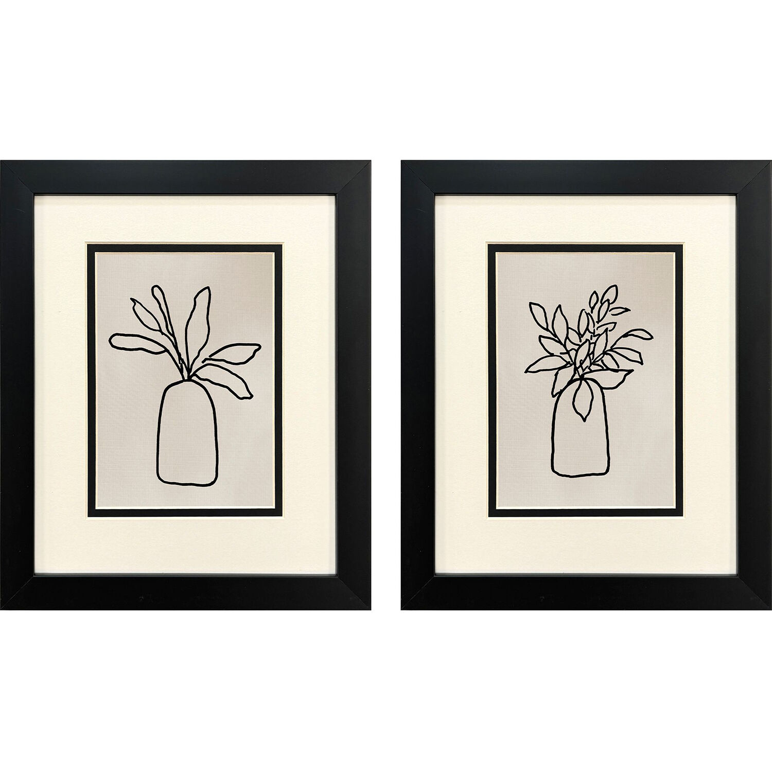 Simple Leaves Black and Beige and Neutral Framed Art, Propac
