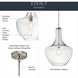 Everly 1 Light 14 inch Brushed Nickel Pendant Ceiling Light in Clear Seeded