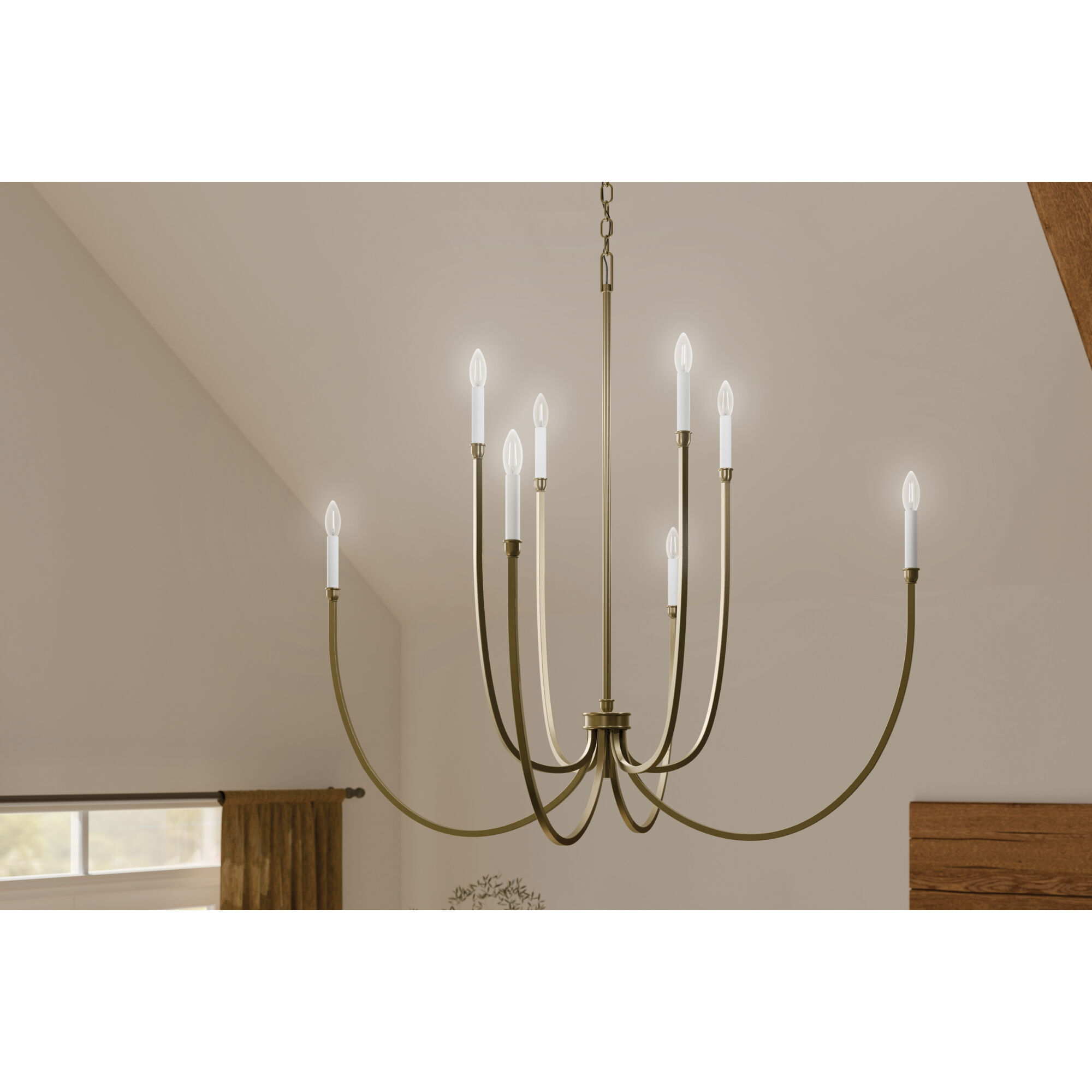 「Light Mellow Sunshine」 Kichler 52699CPZ Malene 8 Light Champagne Bronze Chandelier Foyer