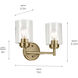Winslow 2 Light 13 inch Natural Brass Bath Bracket Wall Light, 2 Arm