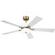 Icon 56 inch Brushed Natural Brass with White Blades Ceiling Fan