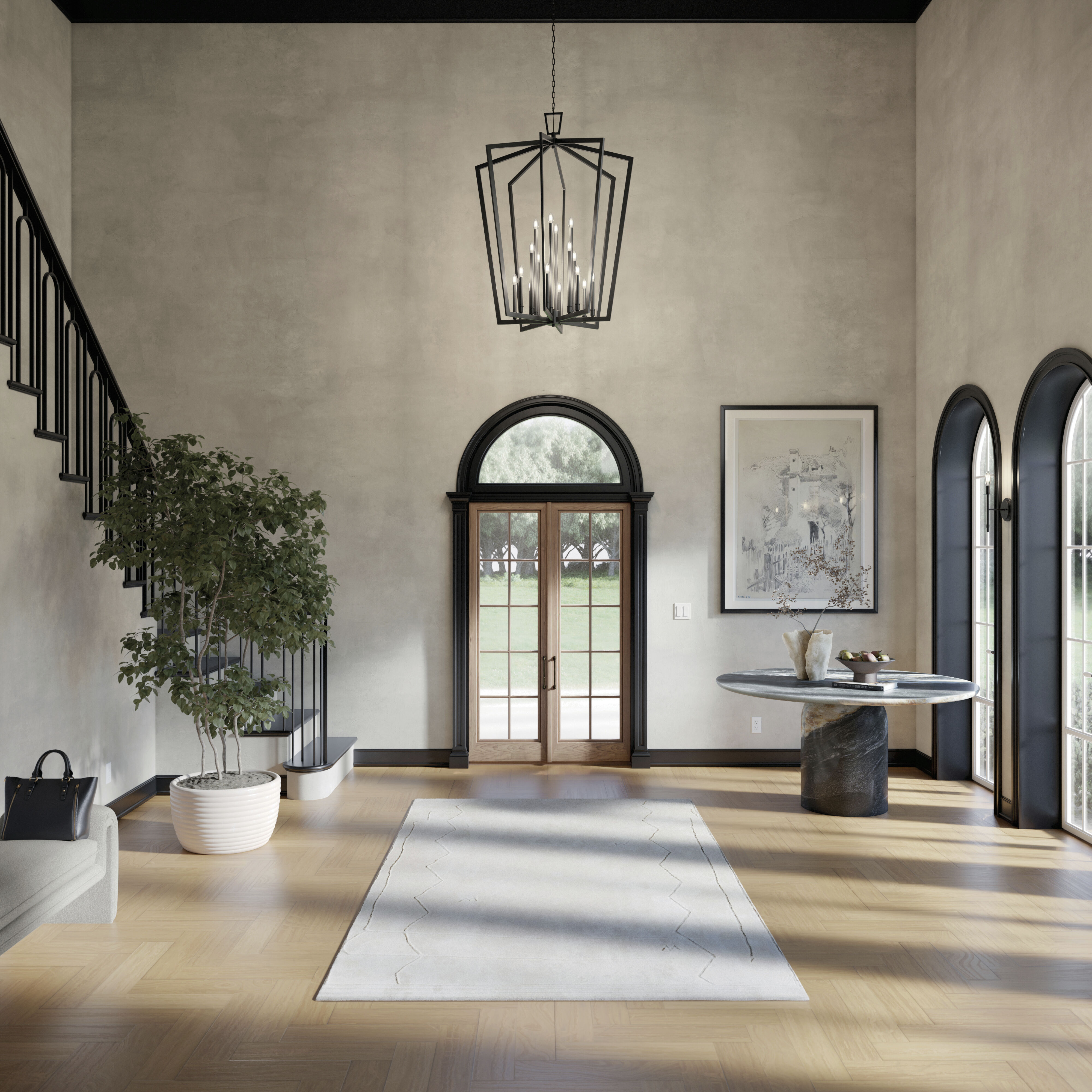 Abbotswell 16 Light Black Pendant Ceiling Light