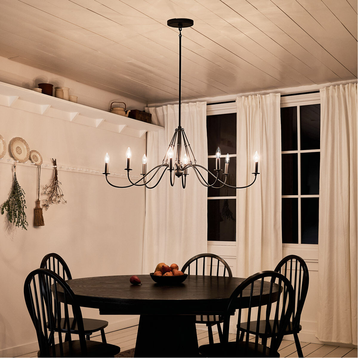 Homestead Freesia 8 Light 20 inch Textured Black Chandelier Linear Ceiling Light