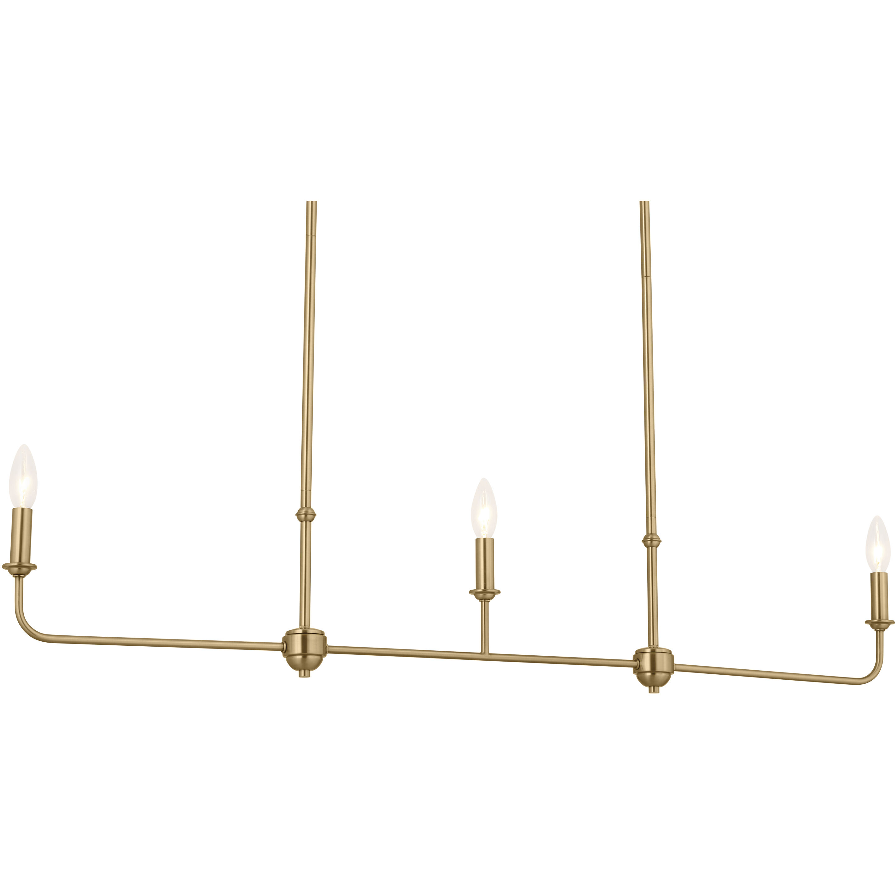 Pallas 3 Light 4.5 inch Brushed Natural Brass Chandelier Linear Ceiling Light