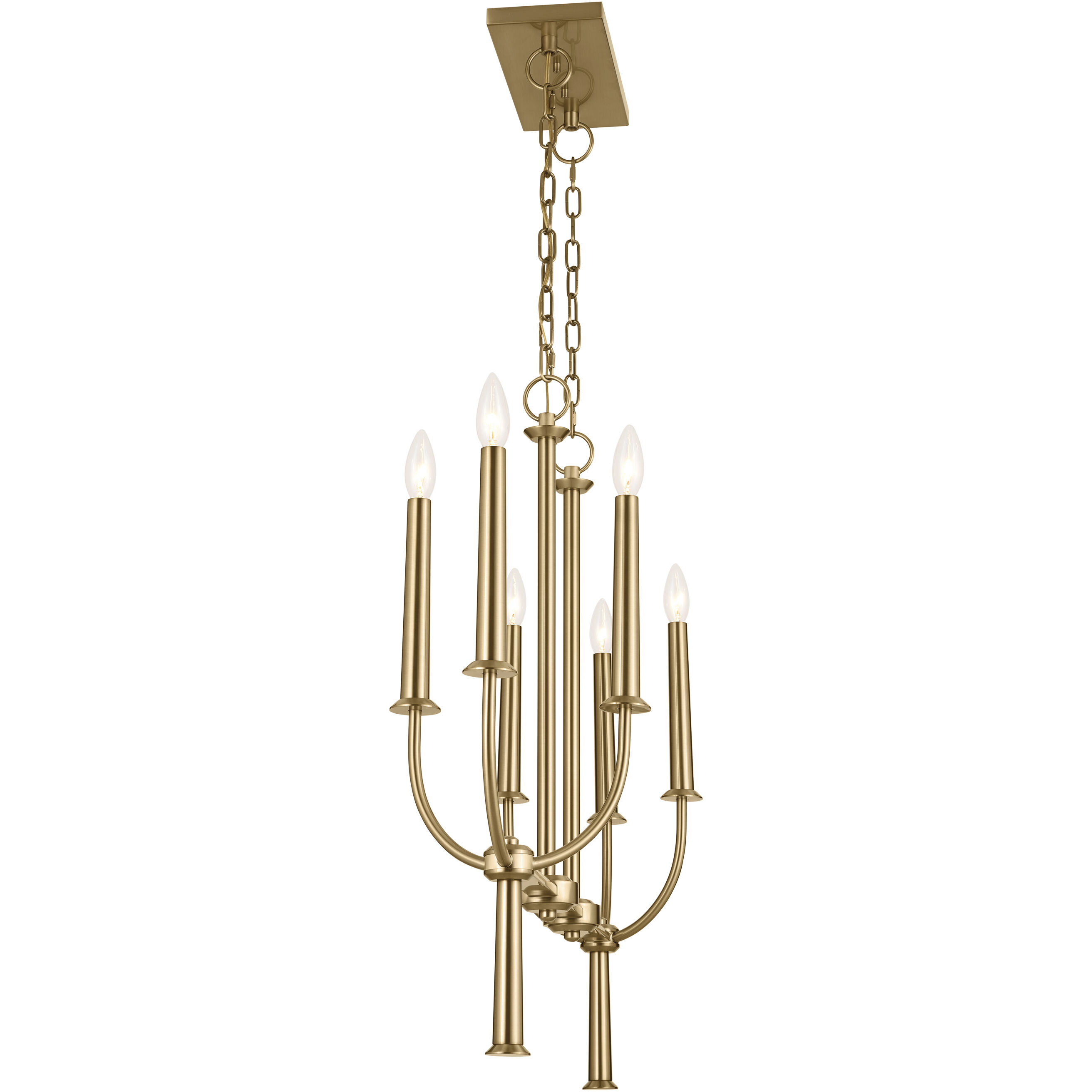 Florence 6 Light 10 inch Brushed Natural Brass Chandelier Linear Ceiling Light
