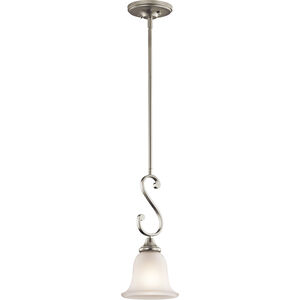 Monroe 1 Light 7 inch Brushed Nickel Mini Pendant Ceiling Light in Satin Etched Glass, Incandescent