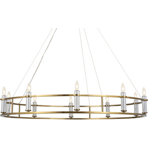 Rosalind 10 Light 50 inch Brushed Natural Brass Chandelier Ceiling Light