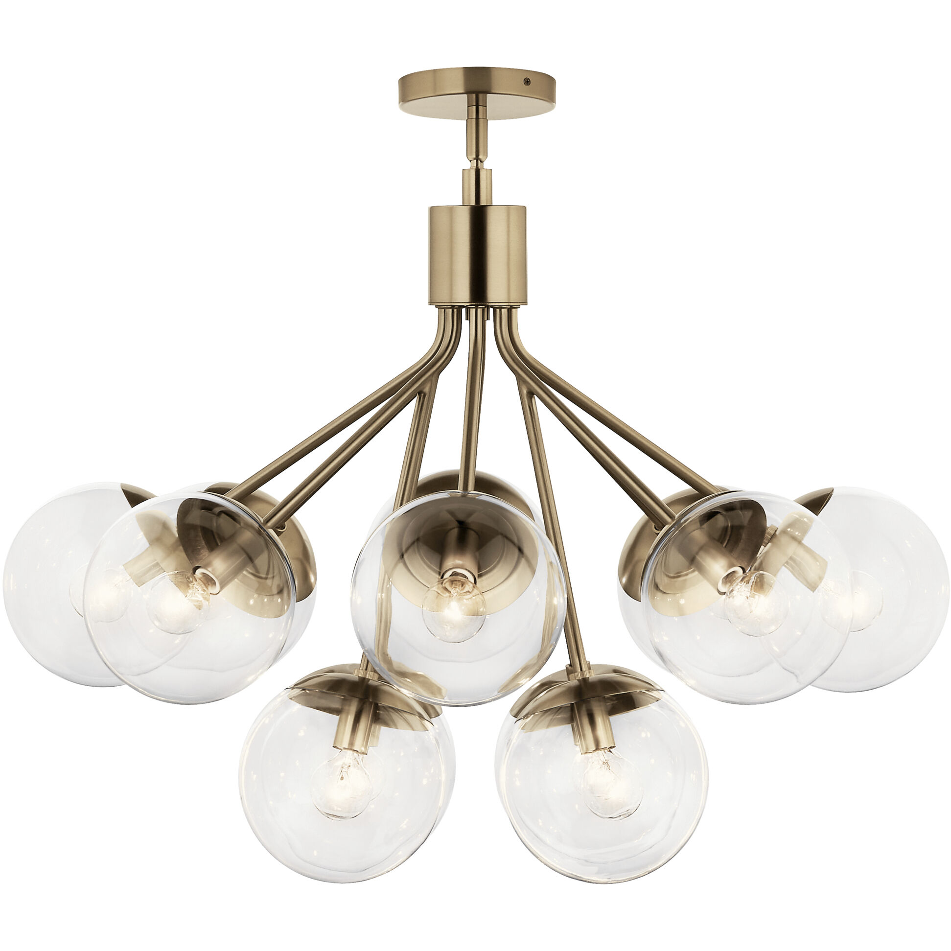Silvarious 12 Light Champagne Bronze Chandelier/Semi Flush Ceiling Light in Clear