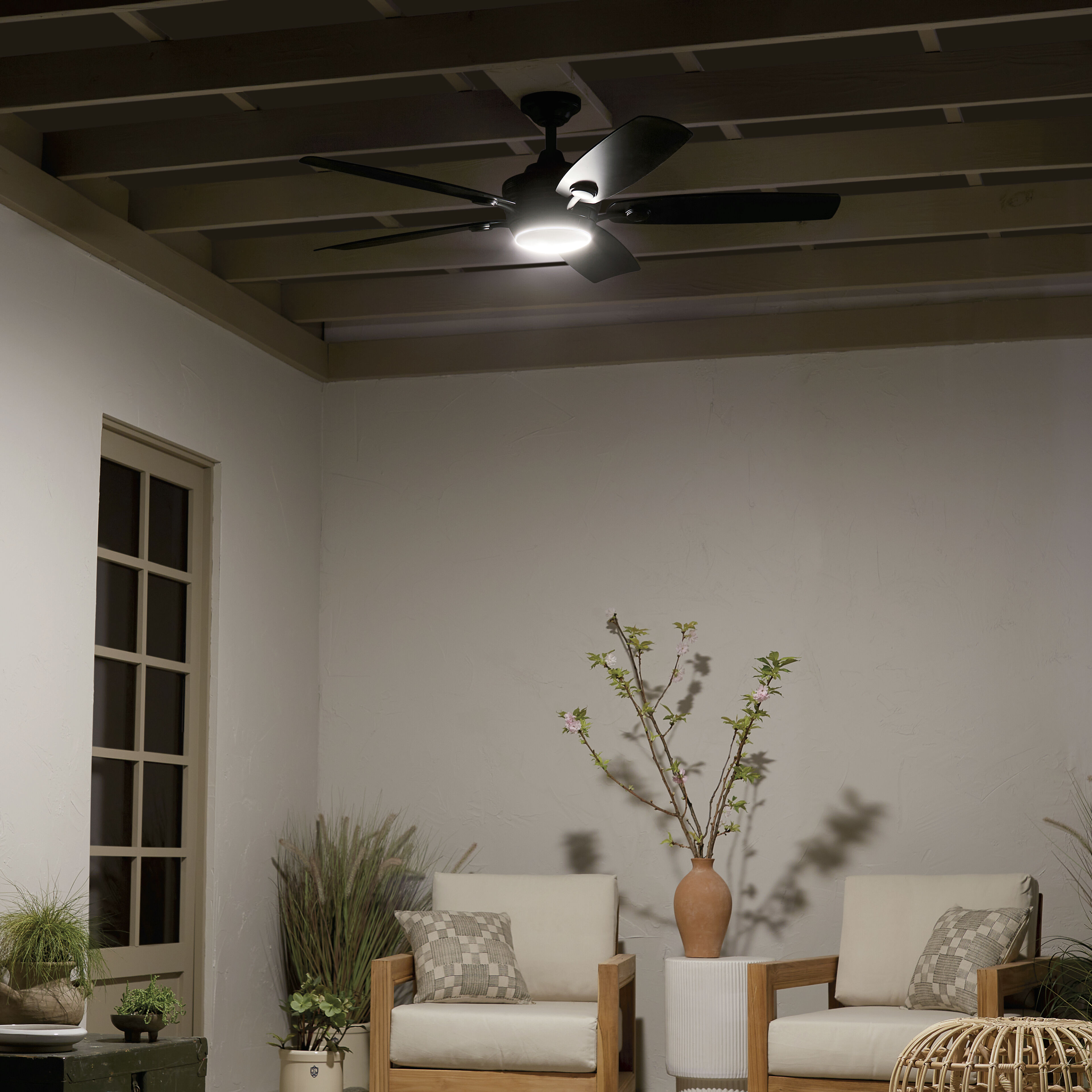 Tranquil 56 inch Satin Black with Black Blades Ceiling Fan