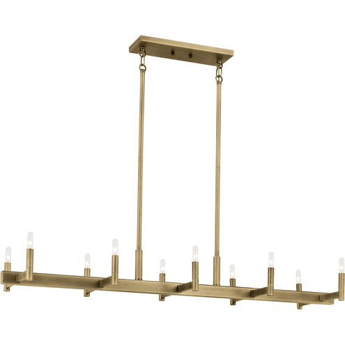 Erzo 10 Light 12.75 inch Natural Brass Chandelier Ceiling Light, Single