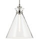 Laria 1 Light Polished Nickel Pendant Ceiling Light in Clear