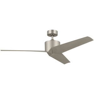 Almere 56 inch Brushed Nickel with Weathered White Walnut Blades Ceiling Fan