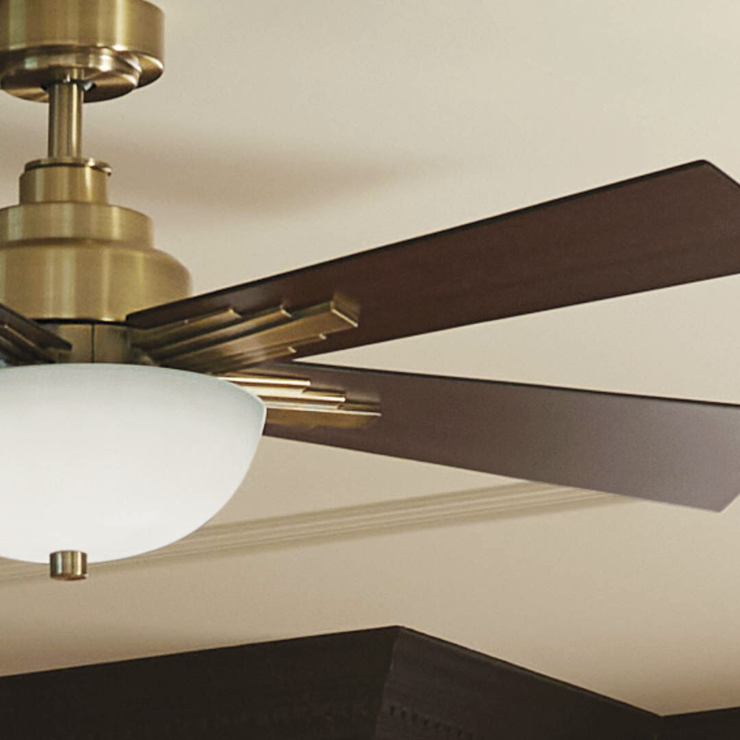 Vinea 52 inch Brushed Natural Brass with Black Blades Ceiling Fan