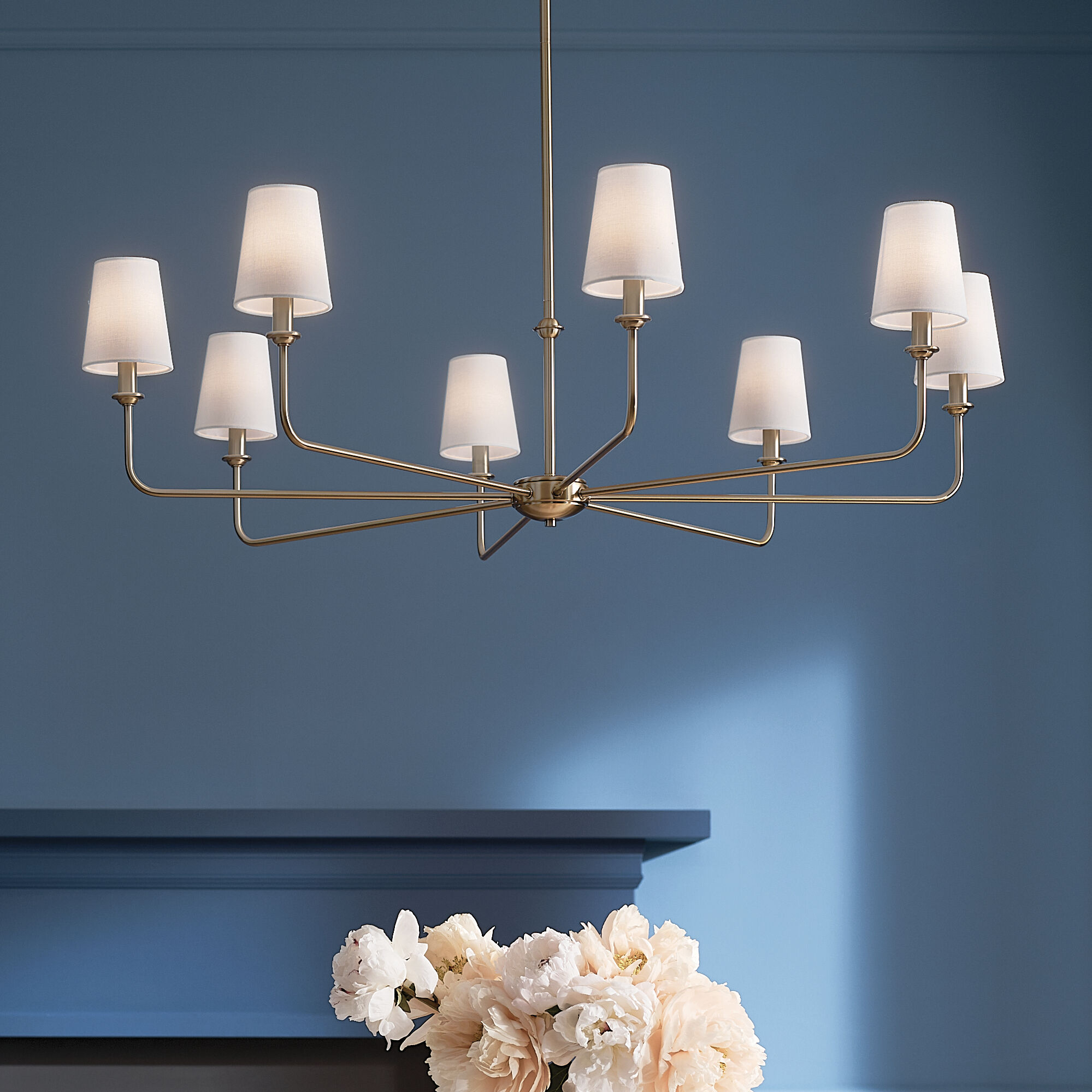 Pallas 8 Light 42.75 inch Brushed Natural Brass Chandelier Ceiling Light