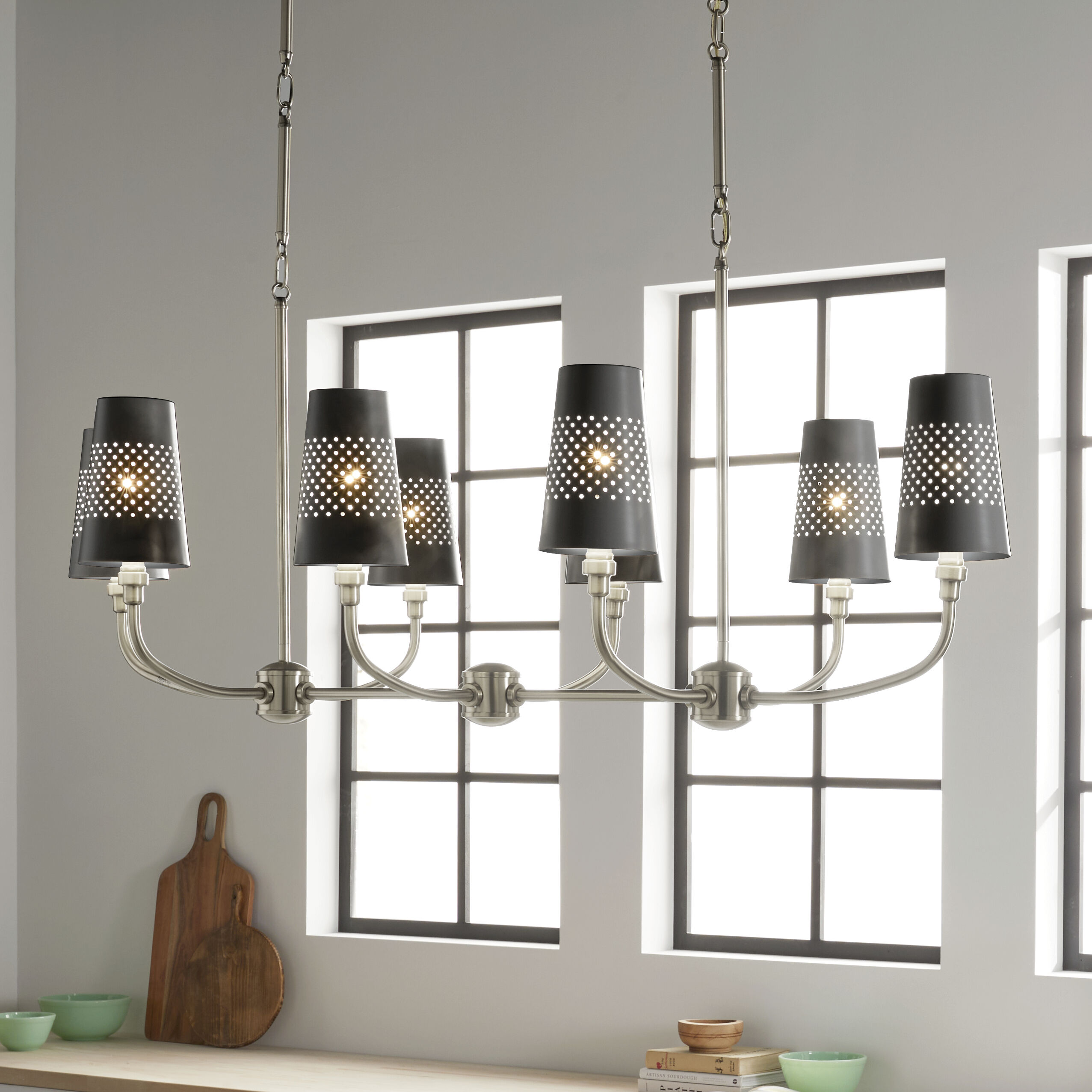Adeena 8 Light 20.75 inch Classic Pewter Chandelier Linear Ceiling Light