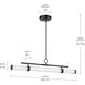 Riven Linear Chandelier Ceiling Light in Black