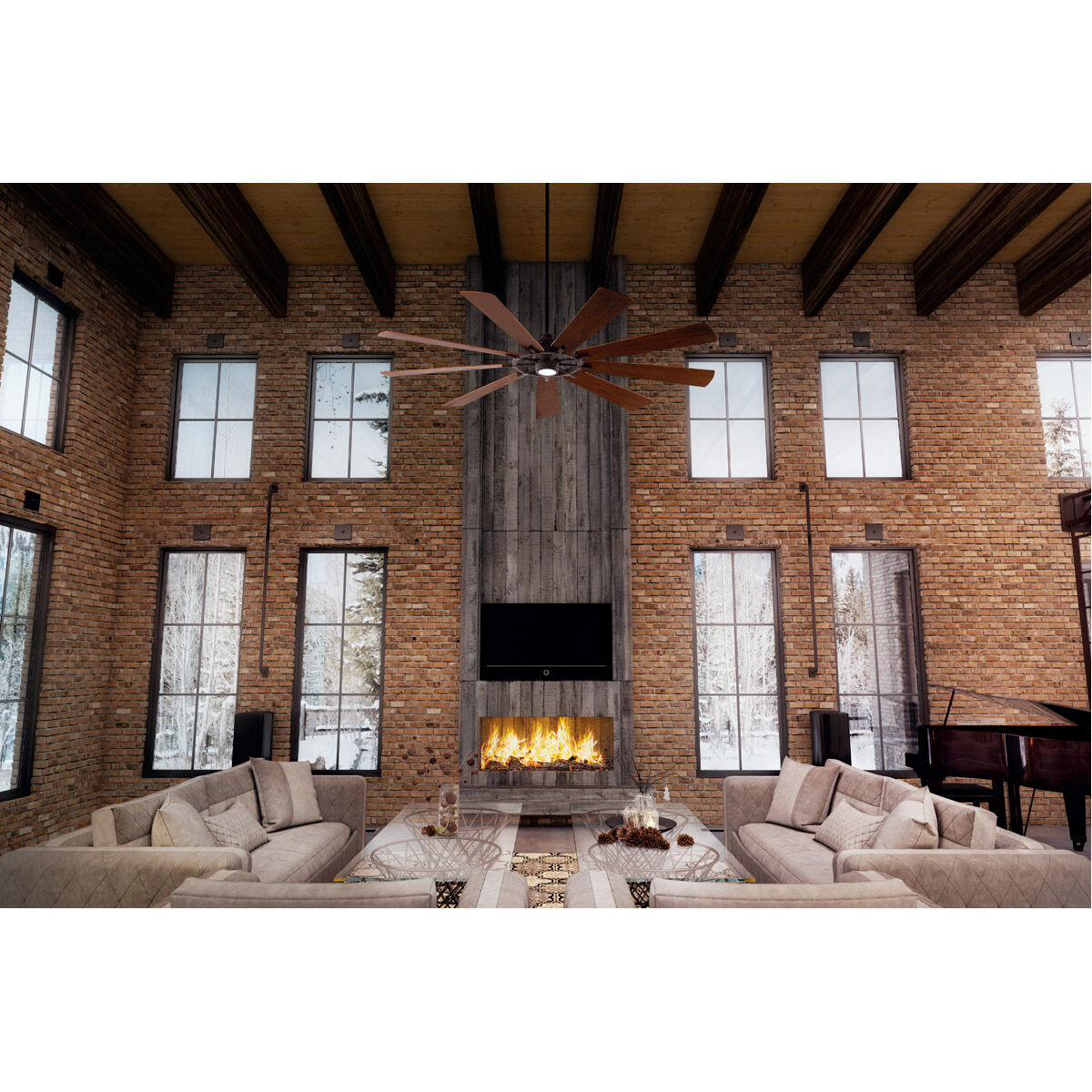 Gentry Xl 85 inch Weathered Zinc with Wthrd Wh Wn Blades Ceiling Fan in Etched Cased Opal