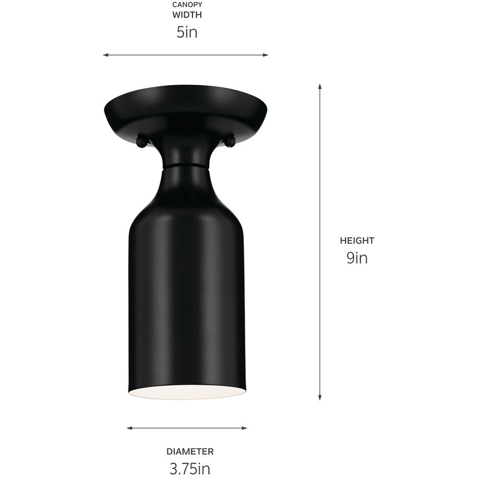 Sisu LED 5 inch Black Semi Flush Mount Ceiling Light