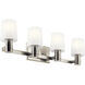 Adani 4 Light 30 inch Brushed Nickel Bath Bracket Wall Light, 4 Arm