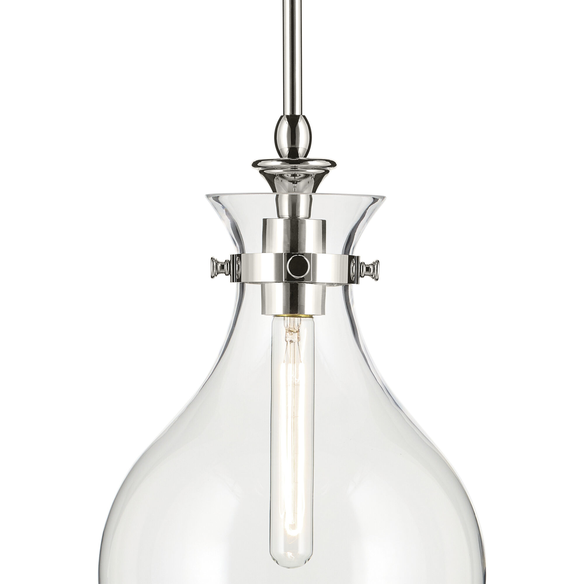Laria 1 Light Polished Nickel Pendant Ceiling Light in Clear