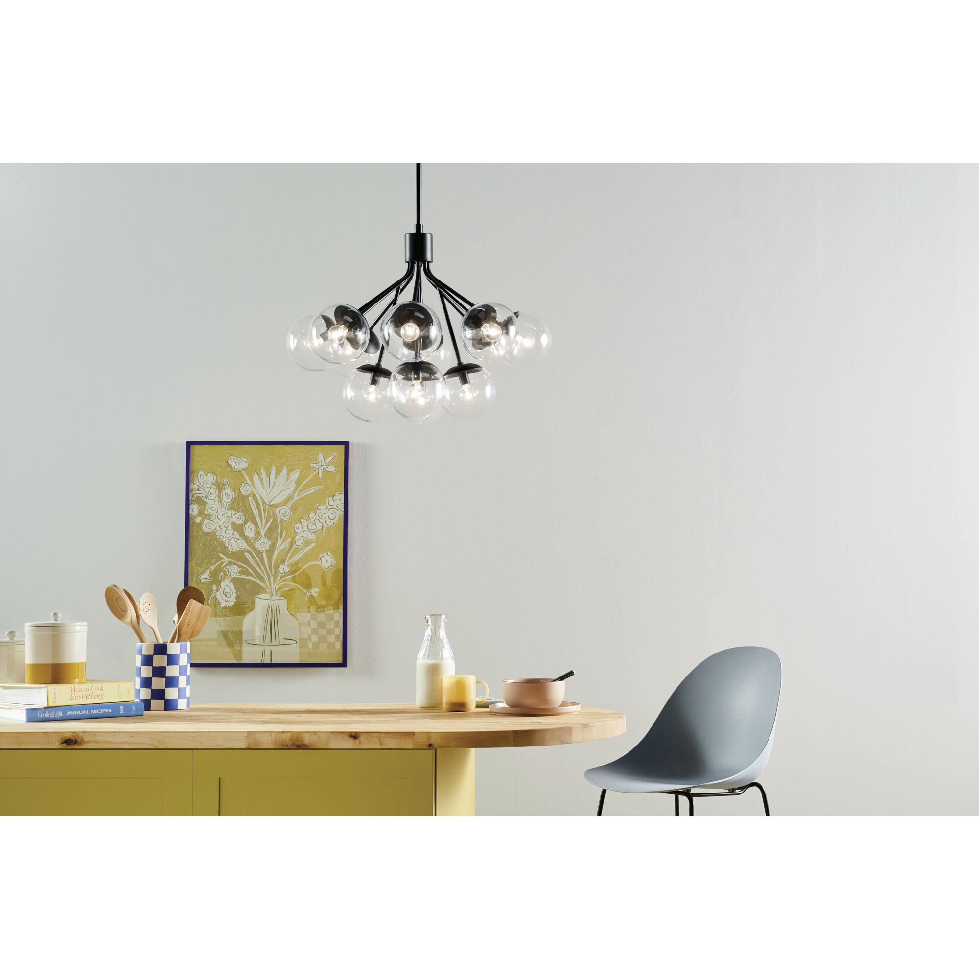 Silvarious 12 Light Black Chandelier/Semi Flush Ceiling Light