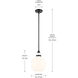 Laria 1 Light Black Pendant Ceiling Light in Opal